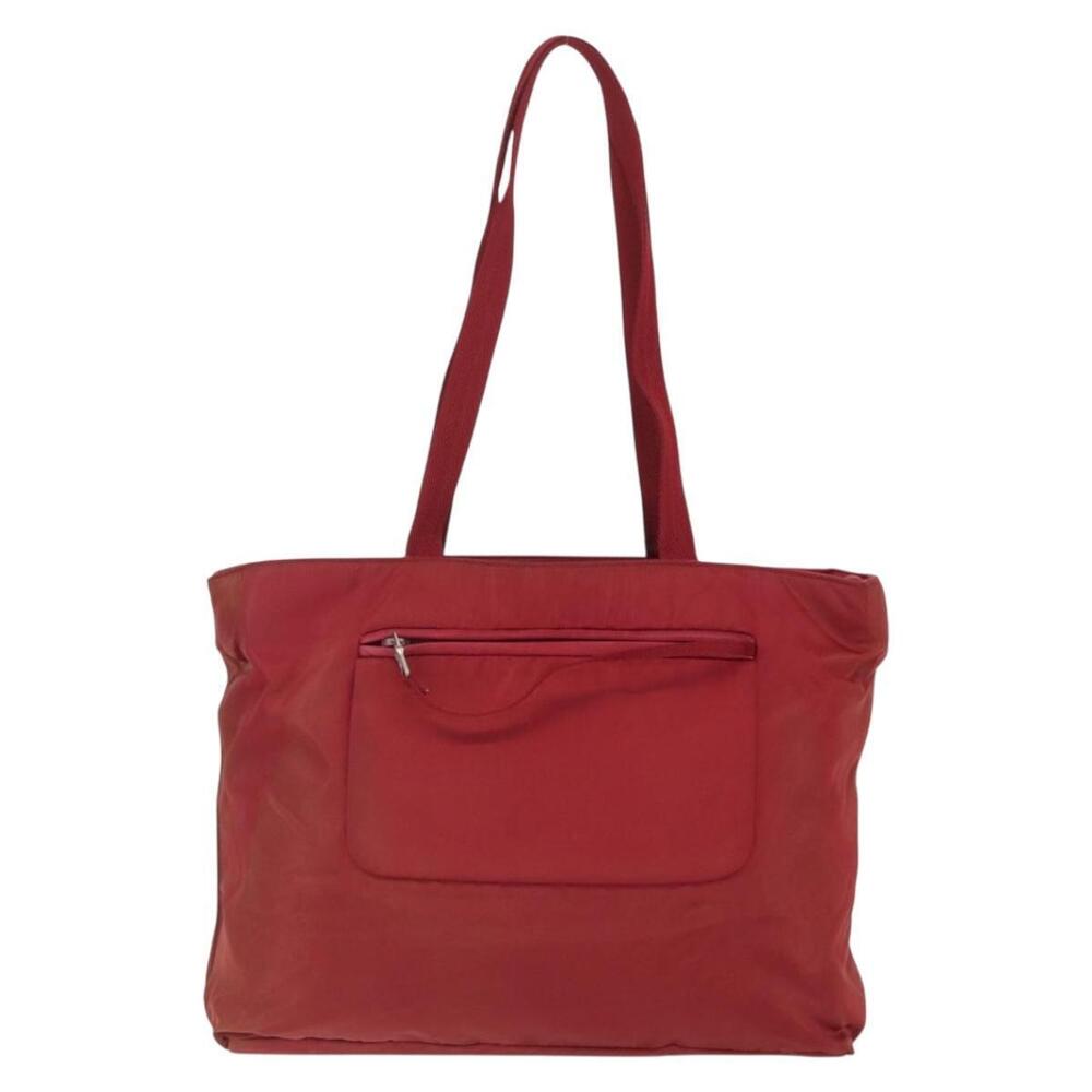 PRADA Tote Bag Nylon Red Silver Auth 156926 - Picture 2 of 16
